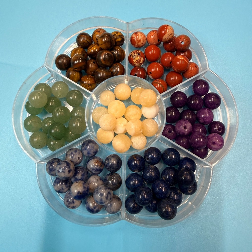 105pcs 8mm 7 Chakra Natural Stone Round Beads Set for DIY Jewelry